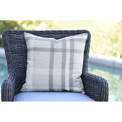 Banh Indoor/Outdoor Throw Pillow Brayden Studio Color: Tartan Charcoal, Size: 18x22H x 18x22W
