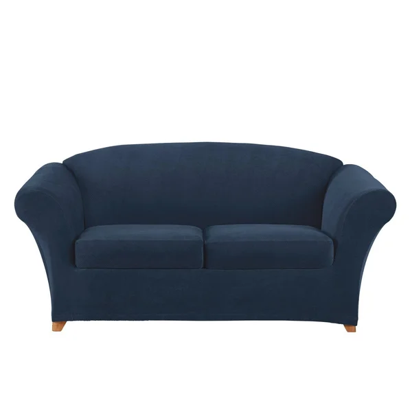3PC Stretch Pique Loveseat Slipcovers Navy - Sure Fit