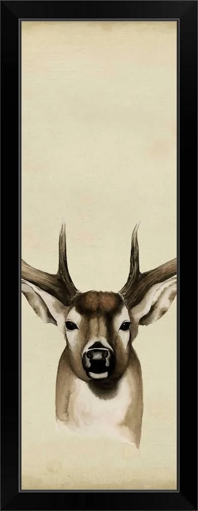 Triptych Whitetail II, Black Framed Wall Art, 12x36, Great Big Canvas