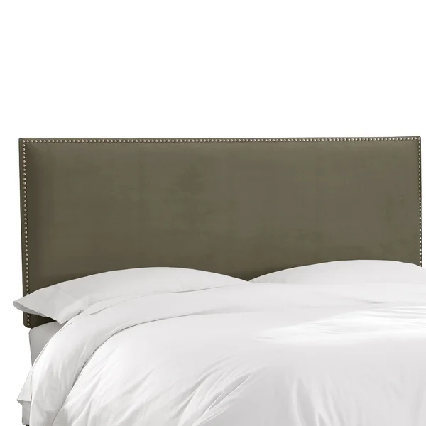 Full Arcadia Nailbutton Headboard Velvet Pewter - Skyline Furniture