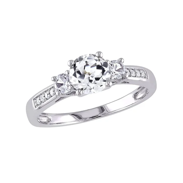 Stella Grace 10K White Gold Lab-Created White Sapphire and Diamond Accent 3-Stone Engagement Ring, Women's, Size: 8