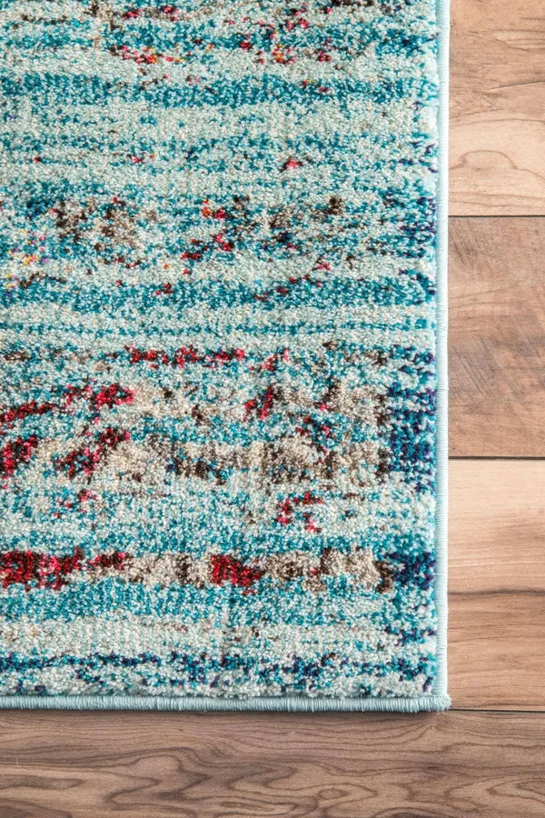 nuLOOM Sheilah Vintage Floral Aqua 5& 3x22 x 7& 7x22 Area Rug