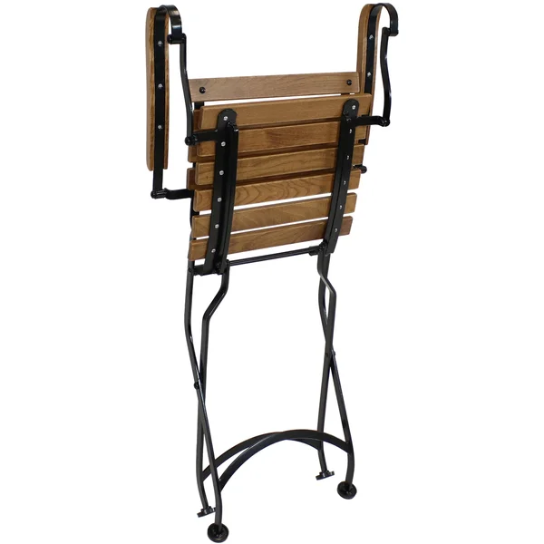 Sunnydaze Essential European Chestnut Wood 3-Piece Folding Bistro Chair and Table Set