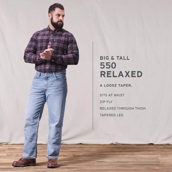 Levi&s Men's Big & Tall 550 Relaxed Fit Jeans - Rinse