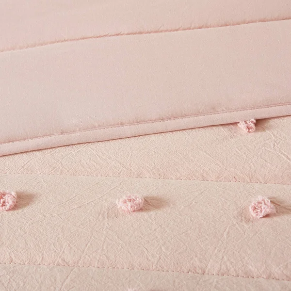 Urban Habitat Brooklyn Cotton Jacquard Coverlet Set Pink Full/Queen