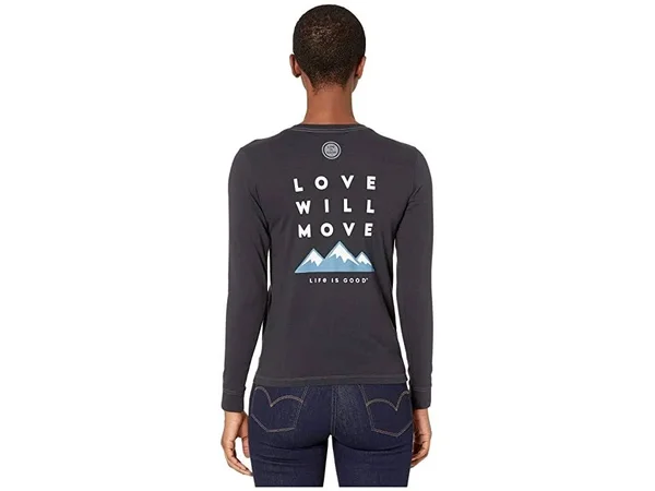 Life Is Good Women's Love Will Move Mountains Crusher Long Sleeve XL Jet Black